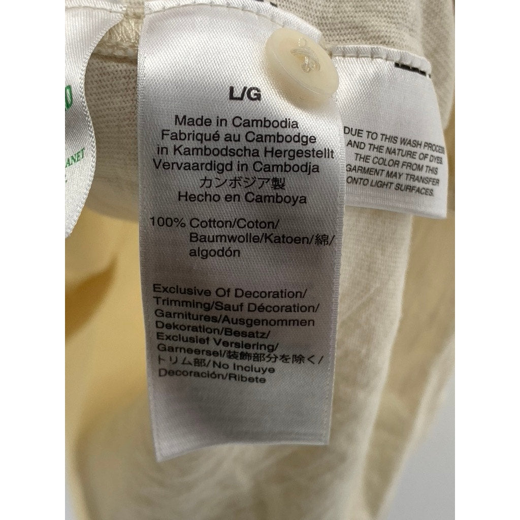 J.CREW Men's Off-White Garment Dyed Button-Up Long Sleeve Shirt SZ L