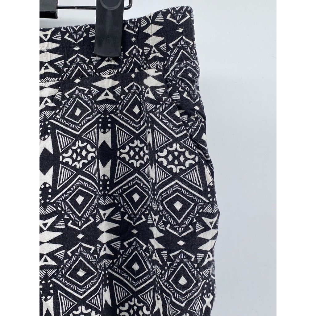 DIVIDED By H&M Women's Black-White Printed Slim-Leg Relaxed Fit Pants SZ 6