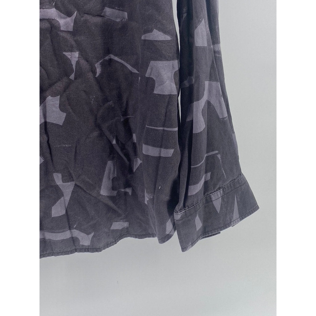 C31 ROTC Men's Gray Printed Regular-Fit Button-Up Long Sleeve Shirt SZ 42(L)