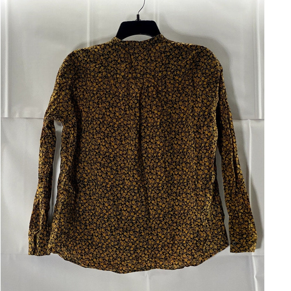 STUDIO SANDERSON X UNIQLO Women's Orange/Black Mini Floral Button-Up Blouse SZ S