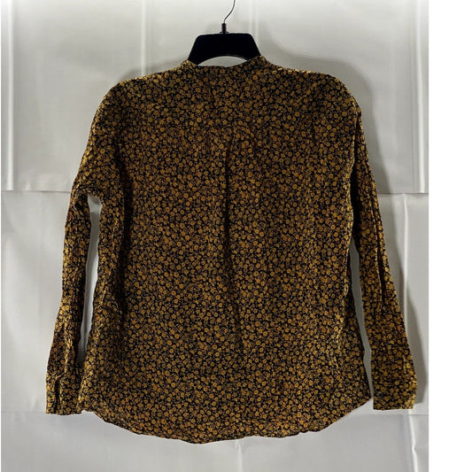 STUDIO SANDERSON X UNIQLO Women's Orange/Black Mini Floral Button-Up Blouse SZ S