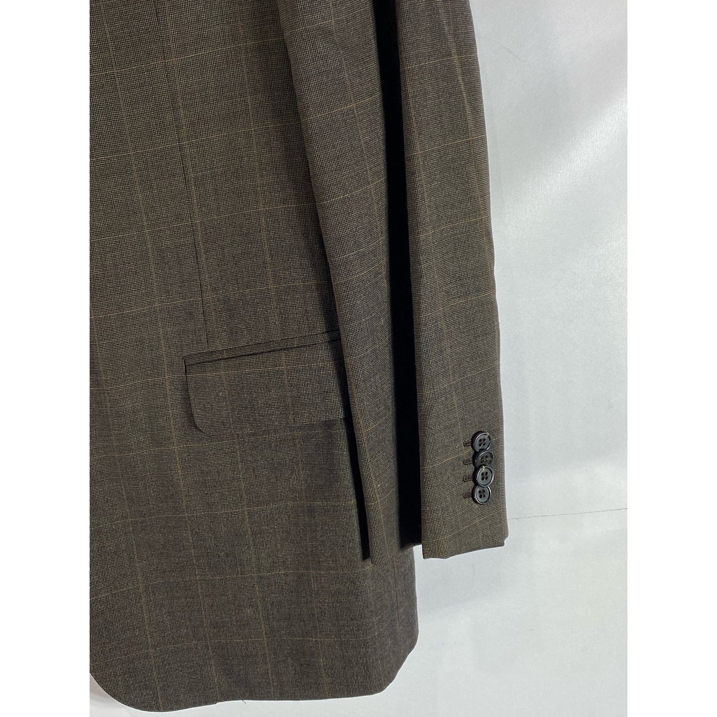 ERMENEGILDO ZEGNA Men's Brown Windowpane Vintage Three-Button Suit Jacket SZ 52R