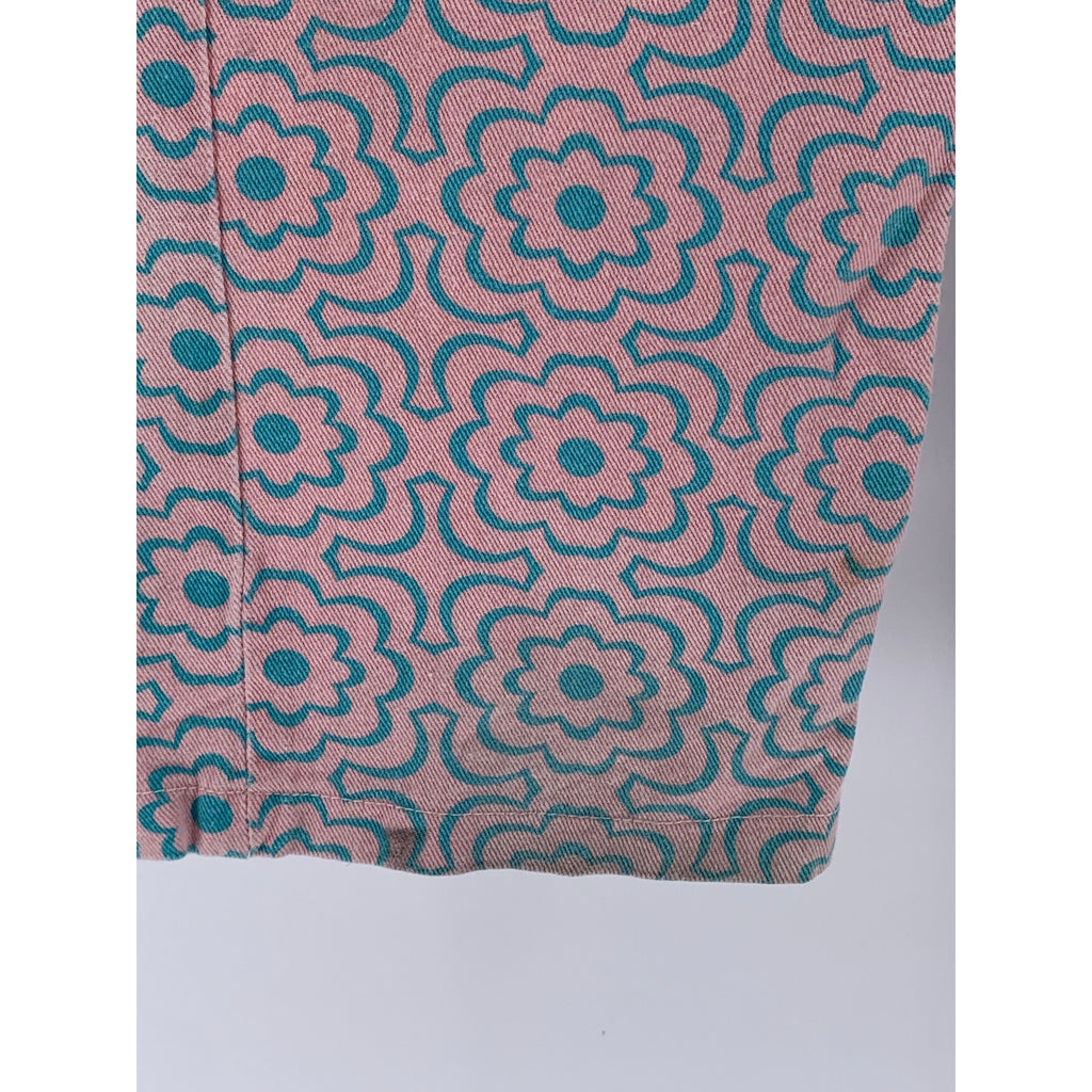 LOVE + HARMONY Women's Pink-Blue Flower Print Straight-Leg High-Rise Pants SZ S