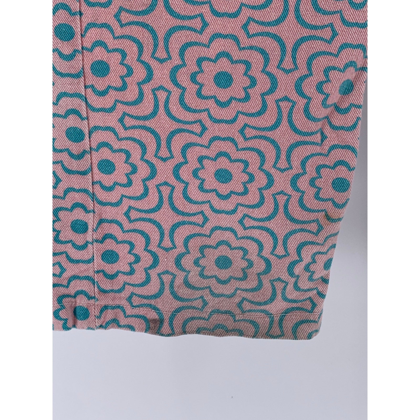 LOVE + HARMONY Women's Pink-Blue Flower Print Straight-Leg High-Rise Pants SZ S
