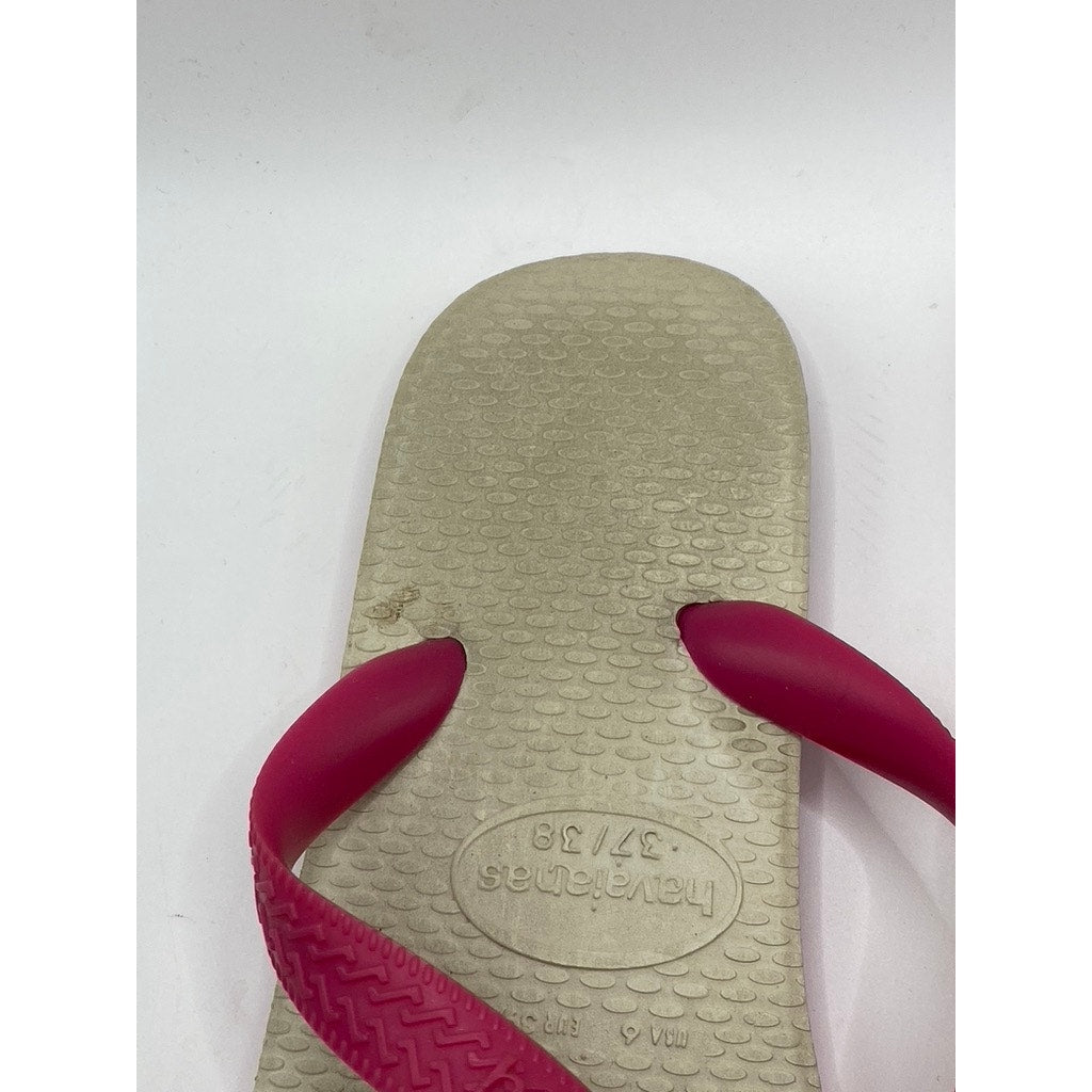 HAVAIANAS Women's Pink-Beige Round-Toe Lightweight Thong Flip-Flops SZ 6