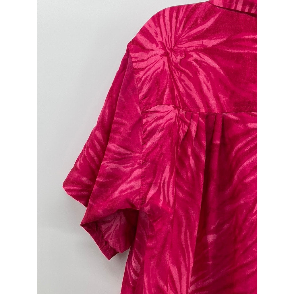 RIMA BEACHWORLD Women's Pink Tropical Floral Button-Up Cover-Up SZ OS