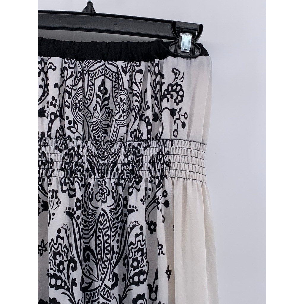 WET SEAL Women's Black-White Y2K Printed Strapless Dress SZ XS