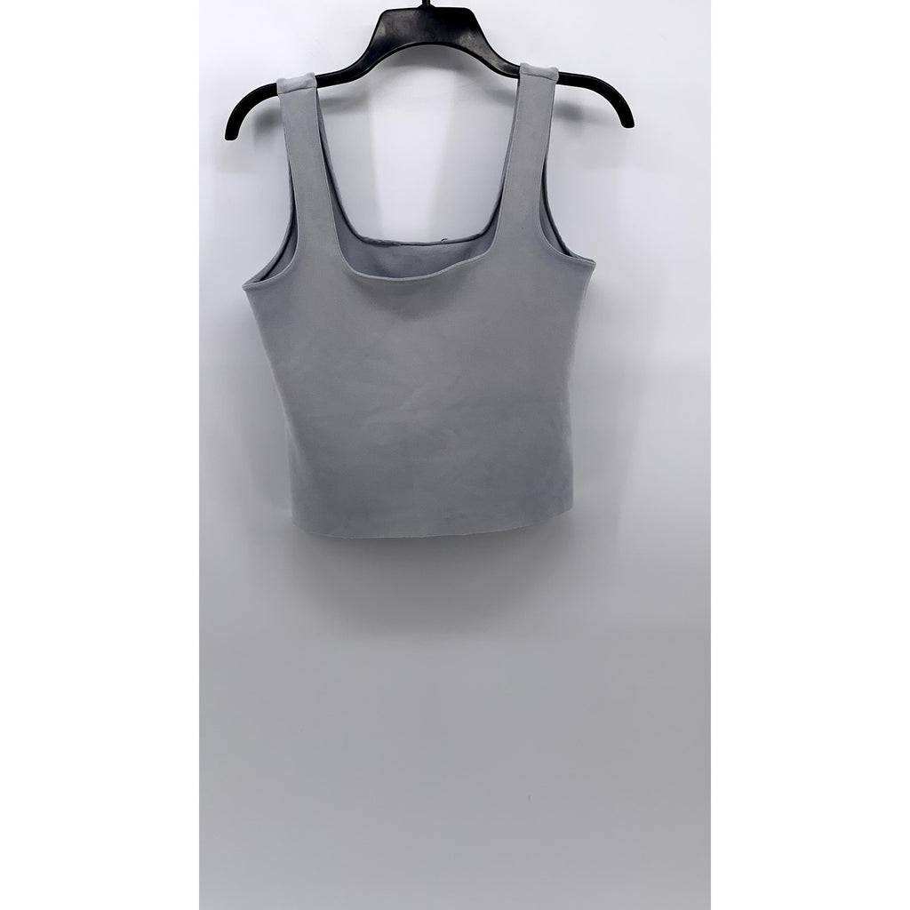 ZARA Women's Light Gray Solid Square-Neck Sleeveless Crop Top SZ S