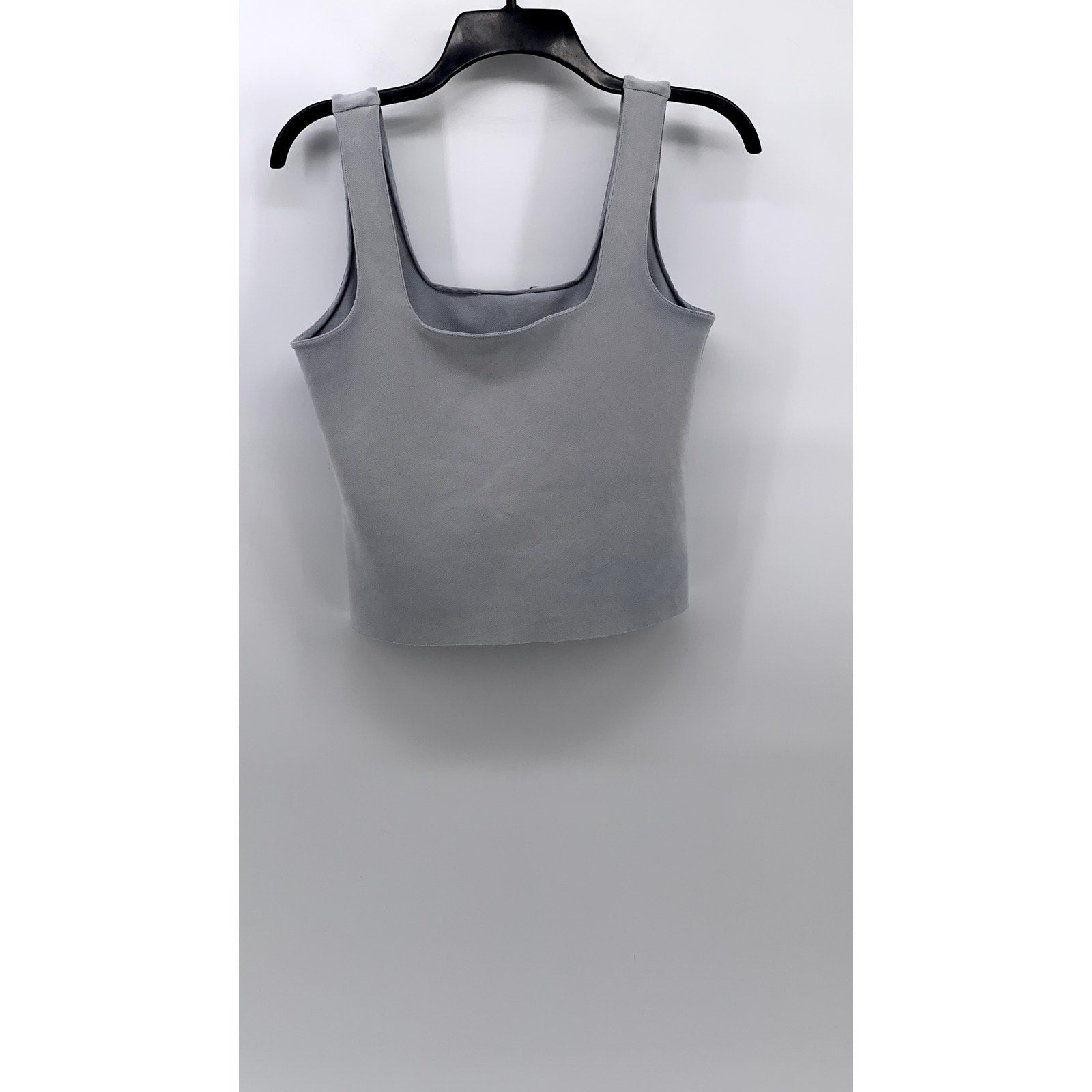 ZARA Women's Light Gray Solid Square-Neck Sleeveless Crop Top SZ S