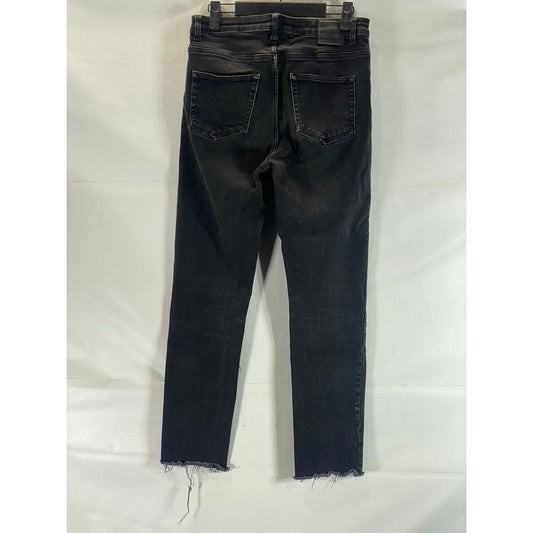 MTWTFSS WEEKDAY Women's Way Black Skinny-Fit Raw-Hem Denim Jeans SZ 28X30