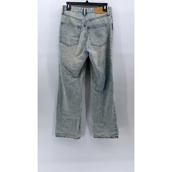 &DENIM Women's Light Blue Distressed High-Rise Loose Fit Straight Leg Jeans SZ 6