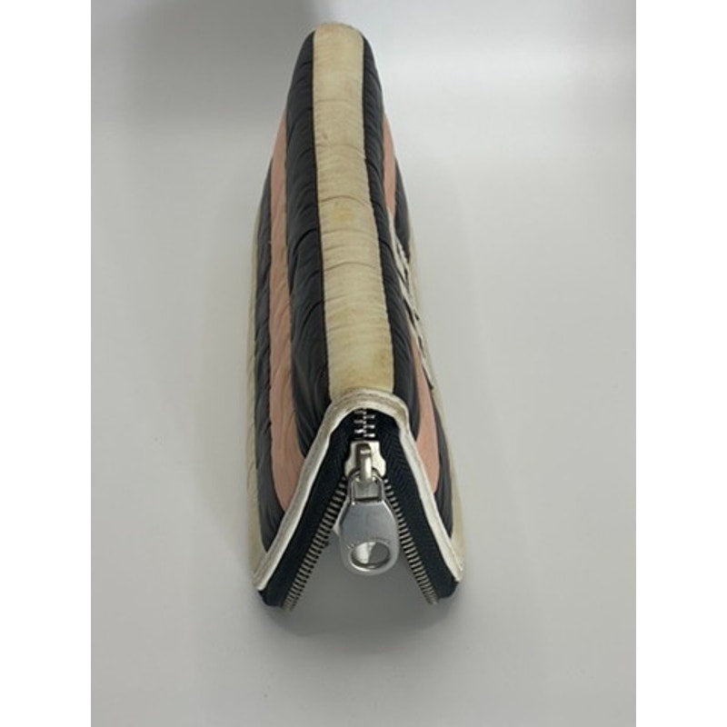 SONIA RYKIEL Women's Beige/Pink/Black Striped Zip-Up Wallet