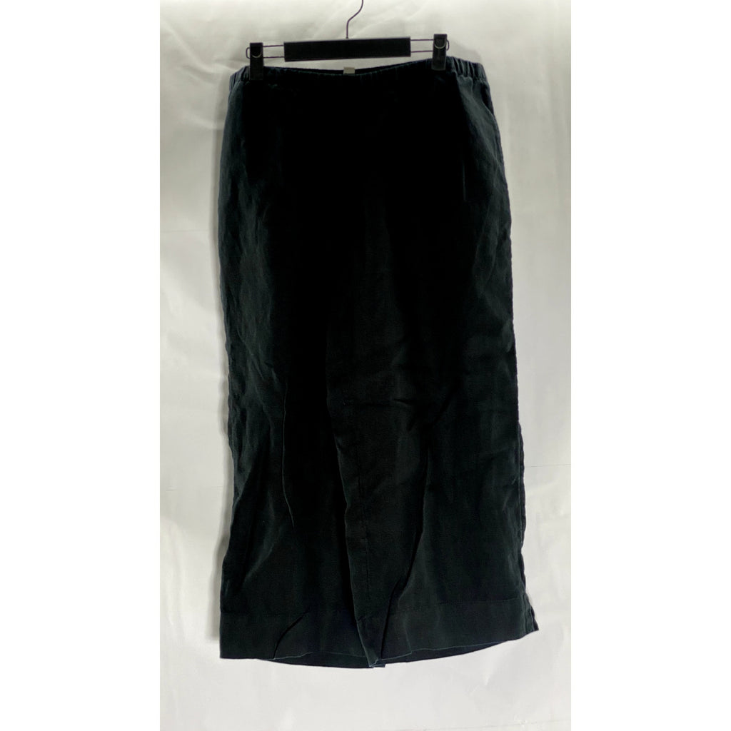 J.JILL Women's Black Solid Elastic Waist Pull-On Linen Cropped Pant SZ M