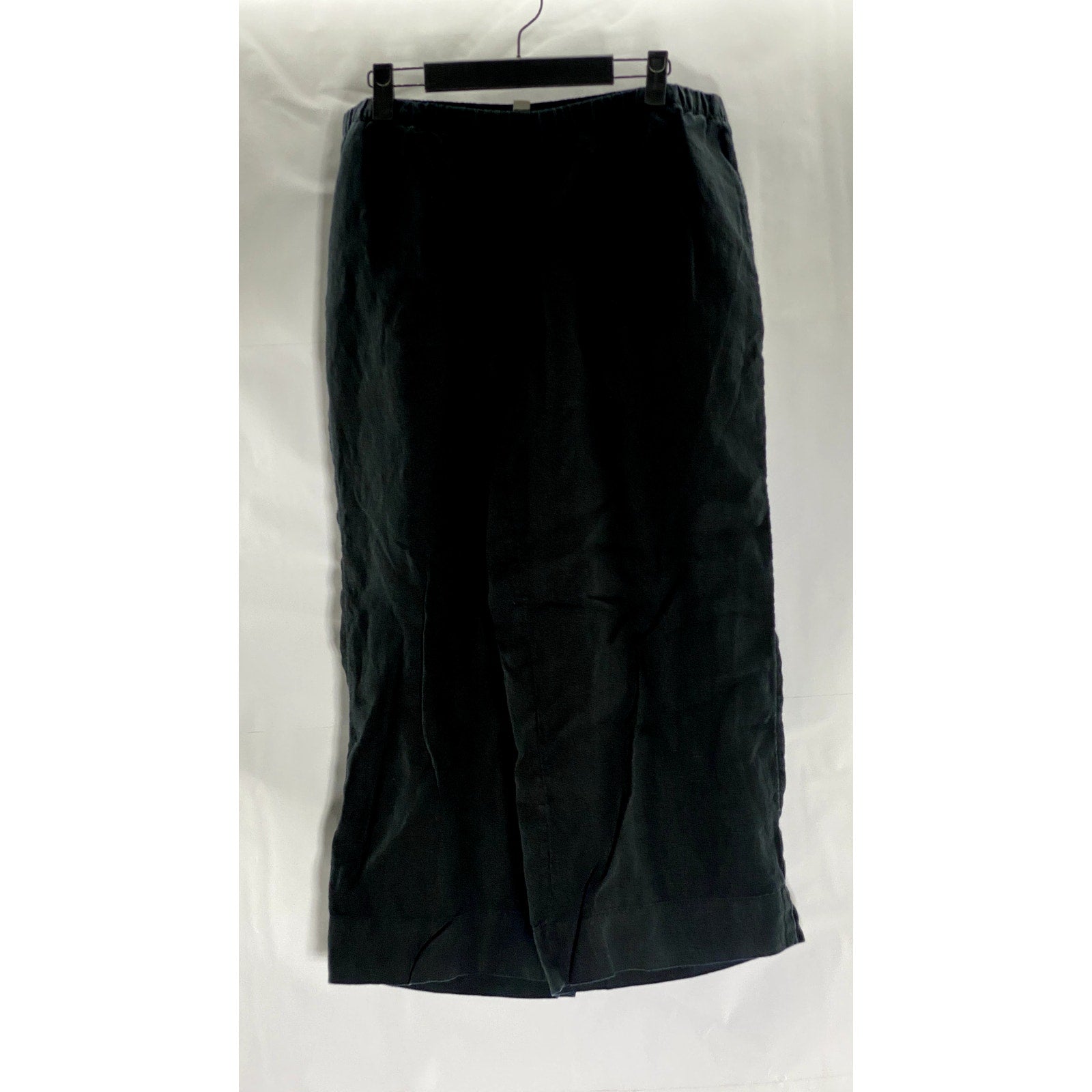 J.JILL Women's Black Solid Elastic Waist Pull-On Linen Cropped Pant SZ M