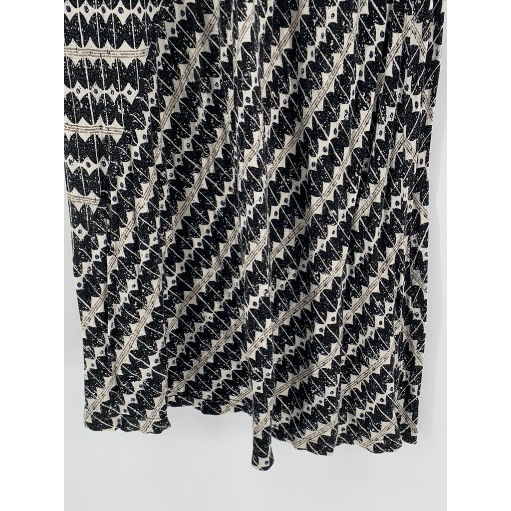 MAX EDITION Women’s Black-White Printed Maxi Skirt SZ M