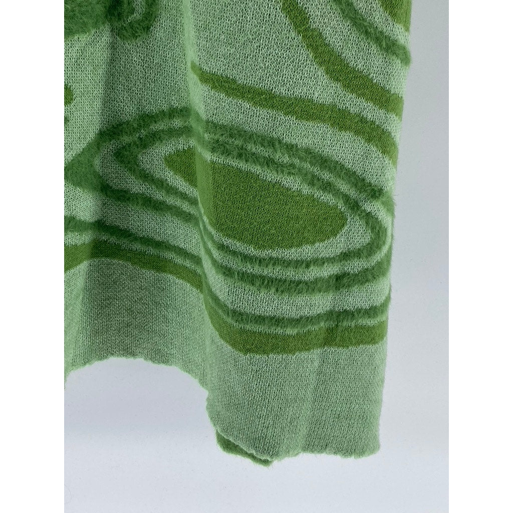 UNBRANDED Women's Green Scoop-Neck Knit Cutout Midi Bodycon Dress SZ S