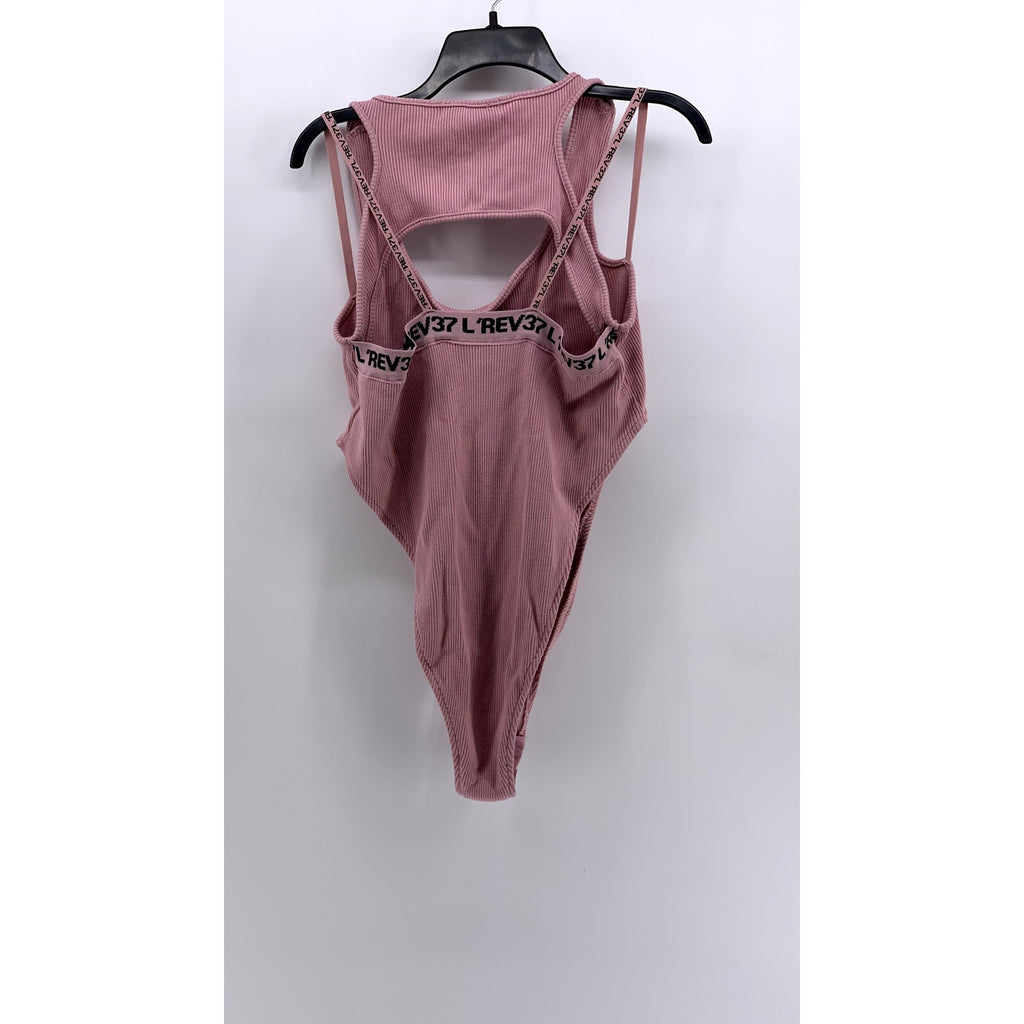 SANTE GRACE Women's Pink Ribbed Cutout Bodysuit SZ 1X