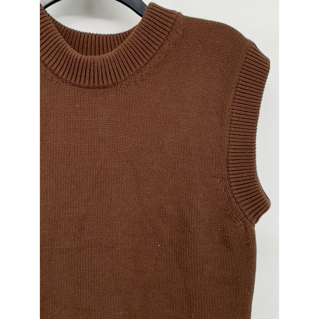 MNG Women's Brown Knit Crewneck Sleeveless Tank Top SZ XS