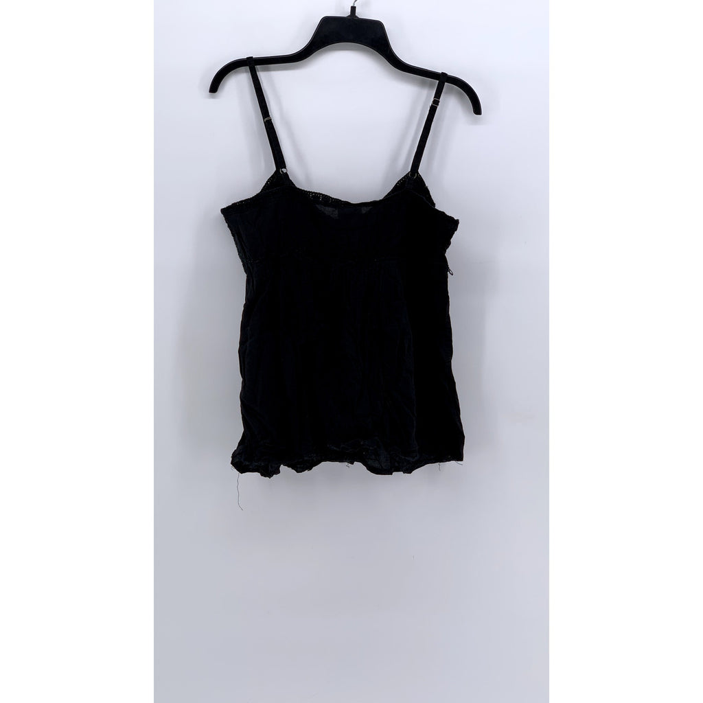 UNBRANDED Women's Washed Black Embroidered Tank Top SZ L