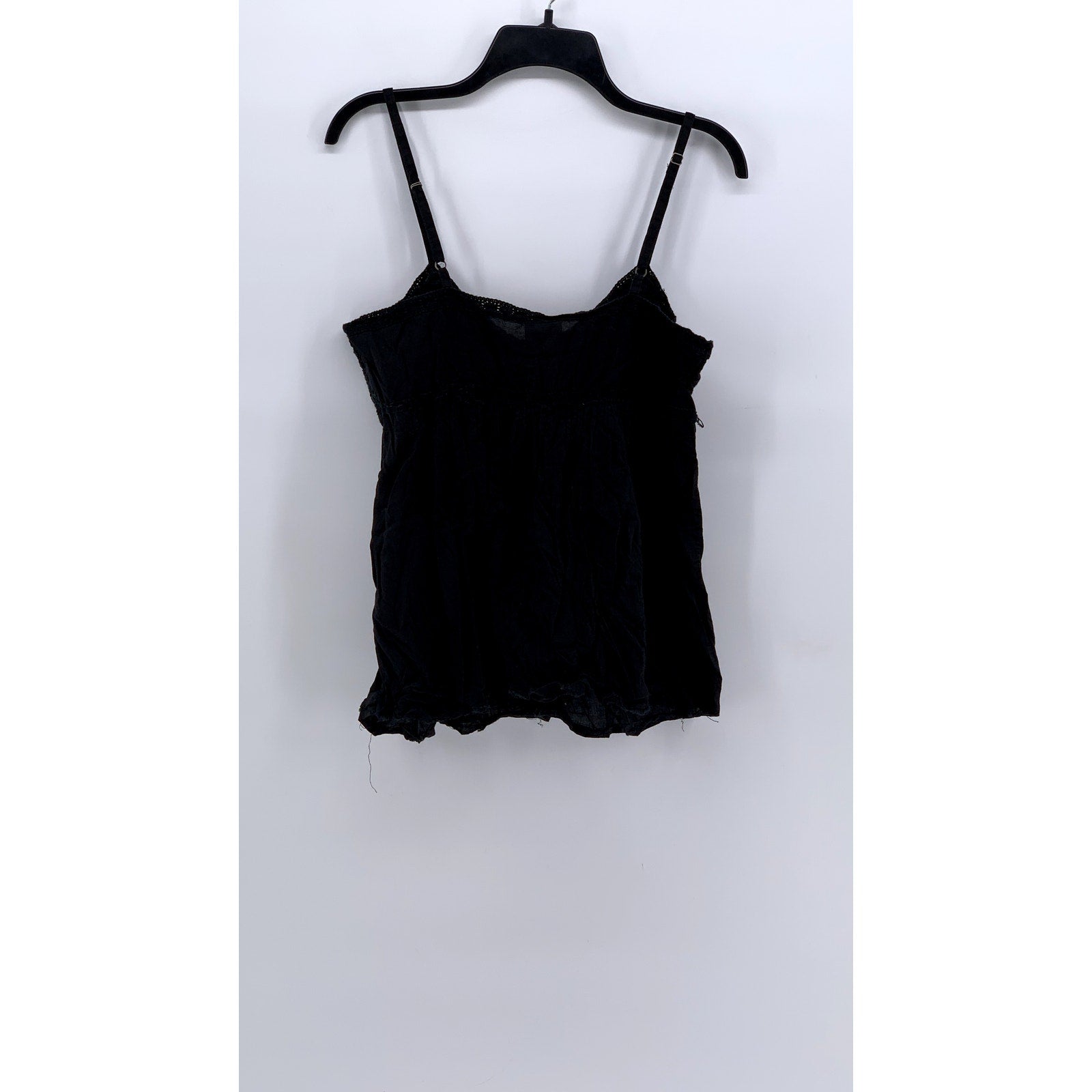 UNBRANDED Women's Washed Black Embroidered Tank Top SZ L