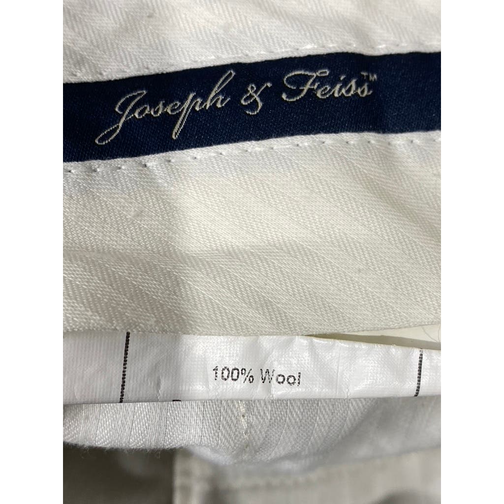 JOSEPH & FEISS Men's Tan Cuffed Flat Front Wool Dress Pants SZ 36