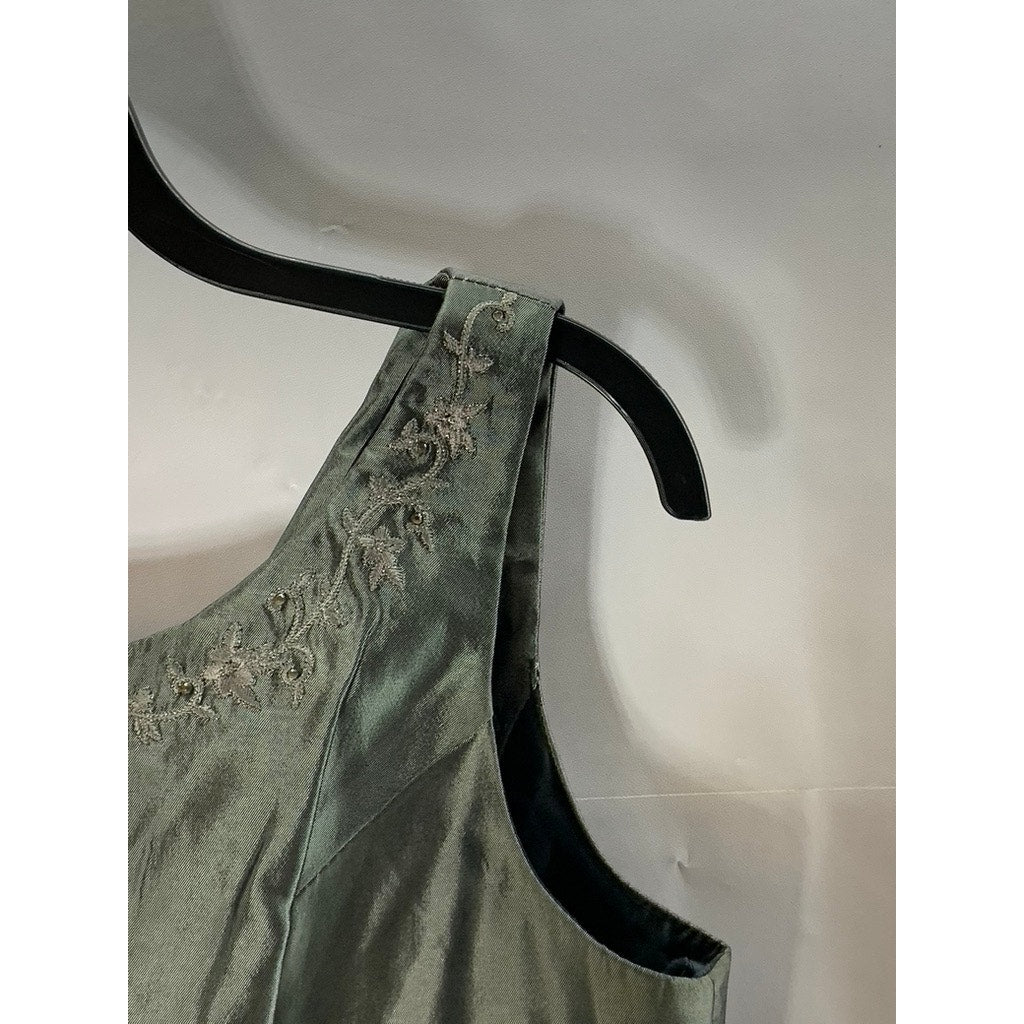 MICHAELANGELO Women's Gray Satin Button-Front Sleeveless Top SZ 12