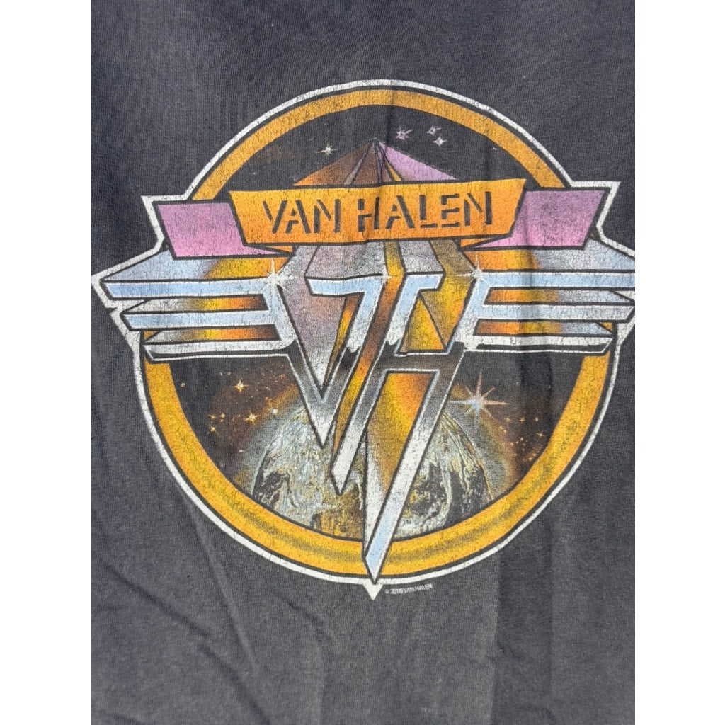 VAN HALEN Women's Gray Cosmic Logo Graphic Crewneck Short Sleeve T-Shirt SZ S