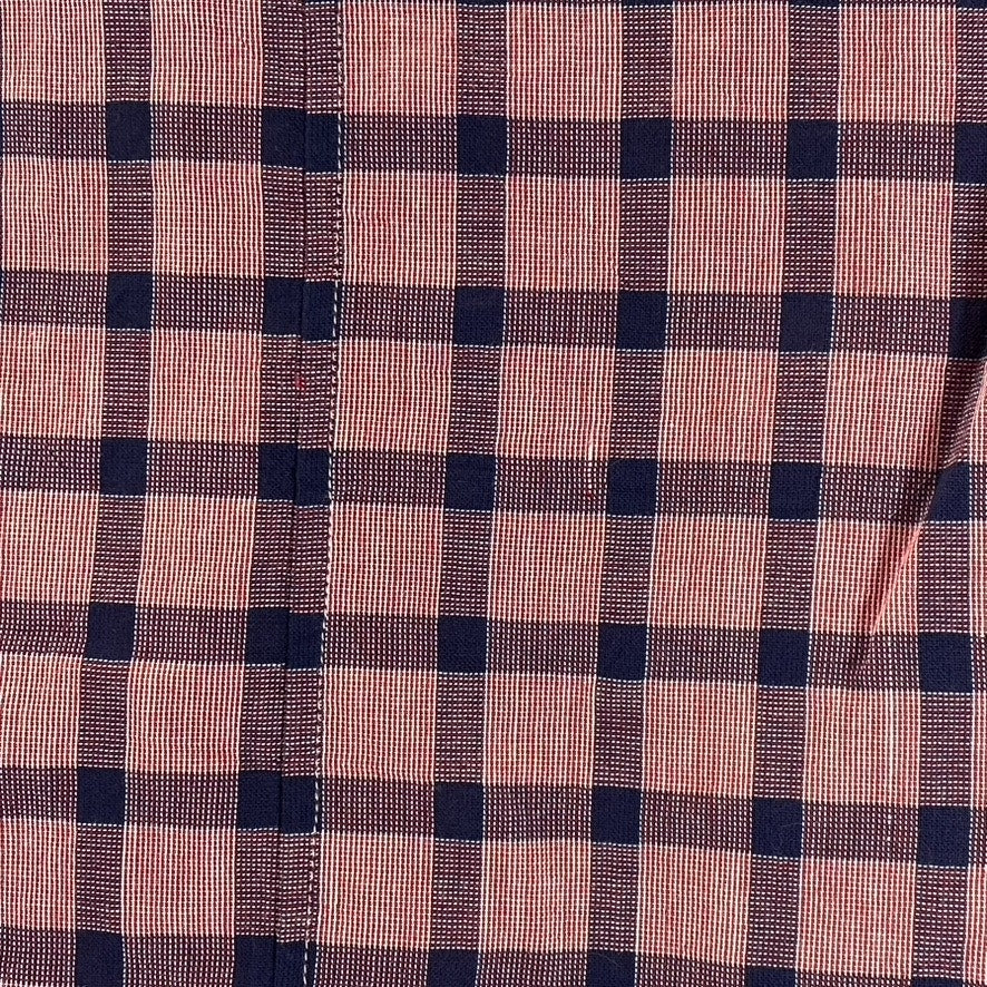 18EAST MFG Men's Red/Navy Plaid Button-Up Regular-Fit Long Sleeve Shirt SZ S