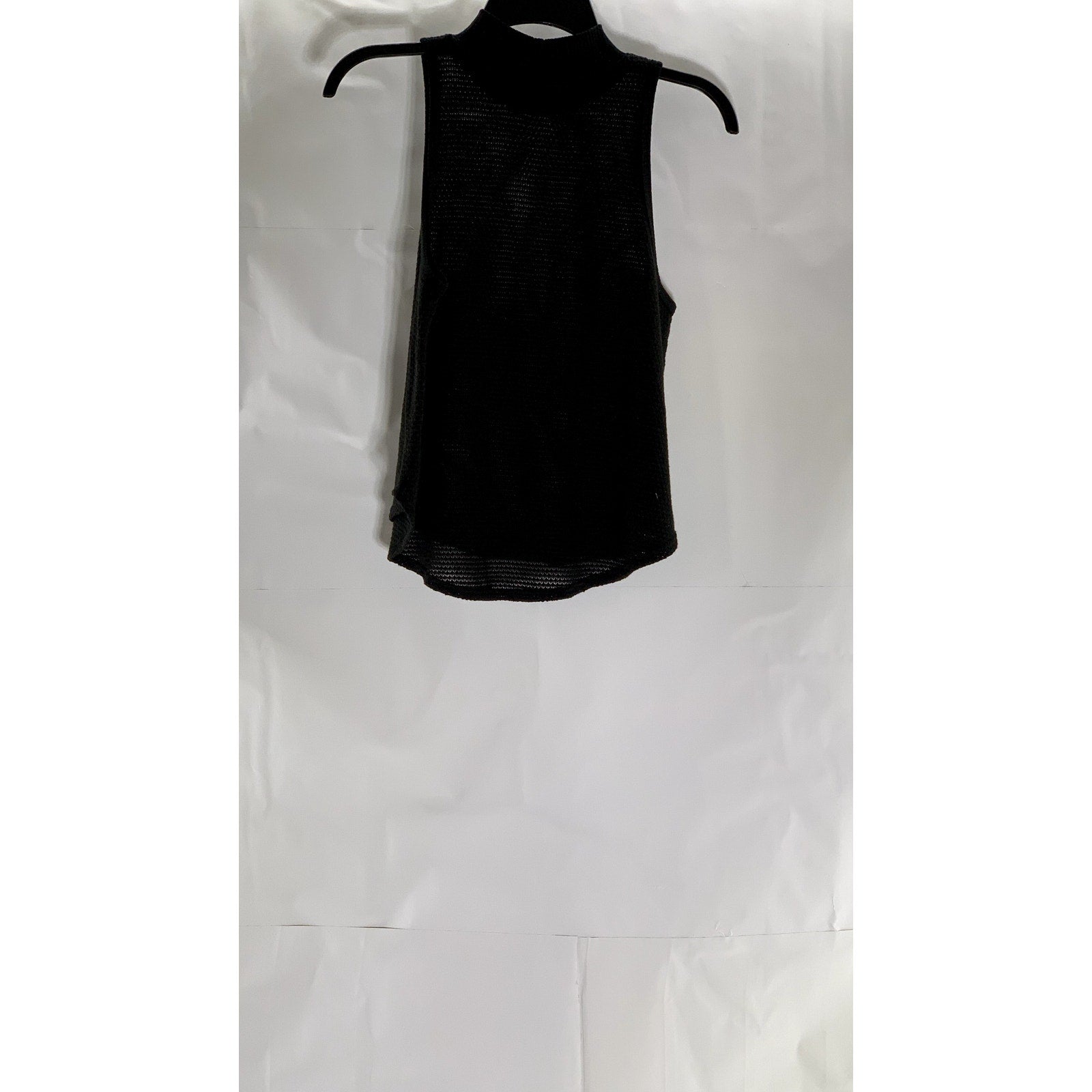 SILENCE + NOISE Women's Black Open Knit Mock-Neck Sleeveless Top SZ S