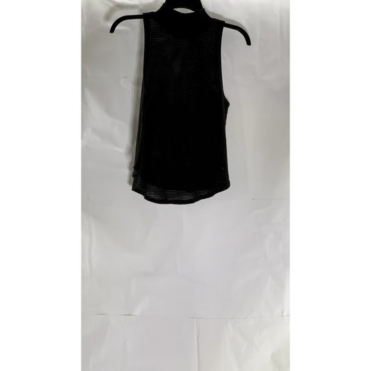 SILENCE + NOISE Women's Black Open Knit Mock-Neck Sleeveless Top SZ S