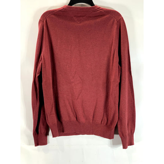 TOMMY HILFIGER Men's Burgundy Crewneck Premium Cotton Pullover Sweater SZ M