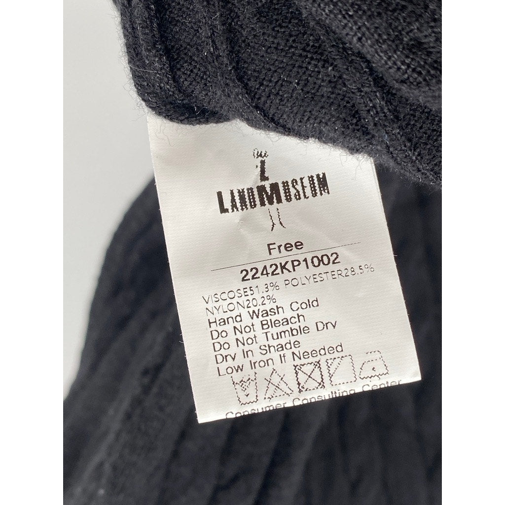 LANDMUSEUM Men's Black Cable Knit Crewneck Short Sleeve Shirt SZ L