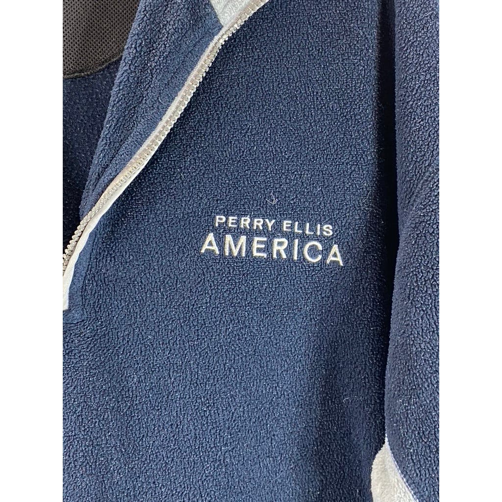 PERRY ELLIS AMERICA Men's Navy/Grey Vintage Quarter-Zip Active Sweater SZ M