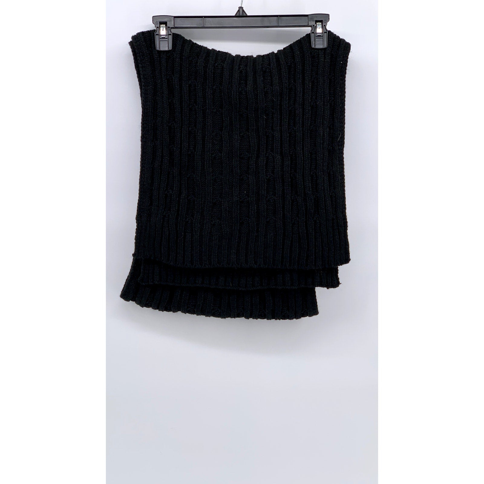 14TH & UNION Women's Black Crochet Cable Knit Scarf Shawl