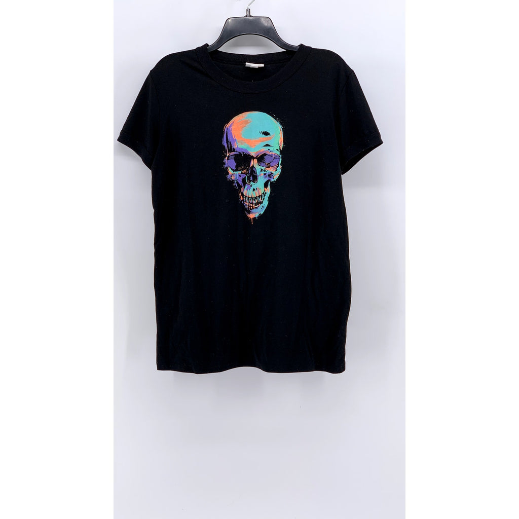 LULAROE Women's Black-Multi Graffiti Skull Graphic T-Shirt SZ S