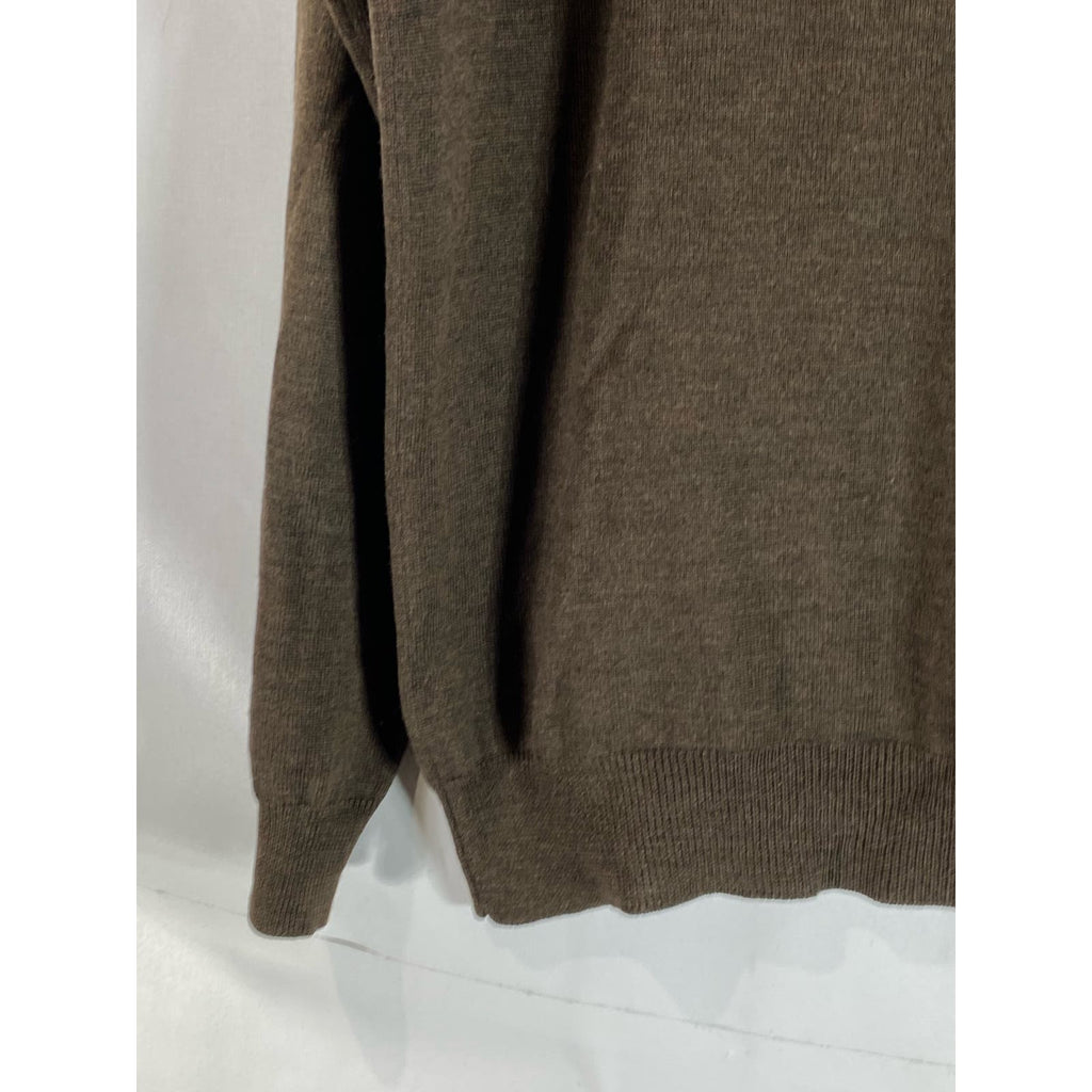 ITALIAN MERINO BY J. CREW Men's Brown V-Neck Pullover Sweater SZ M