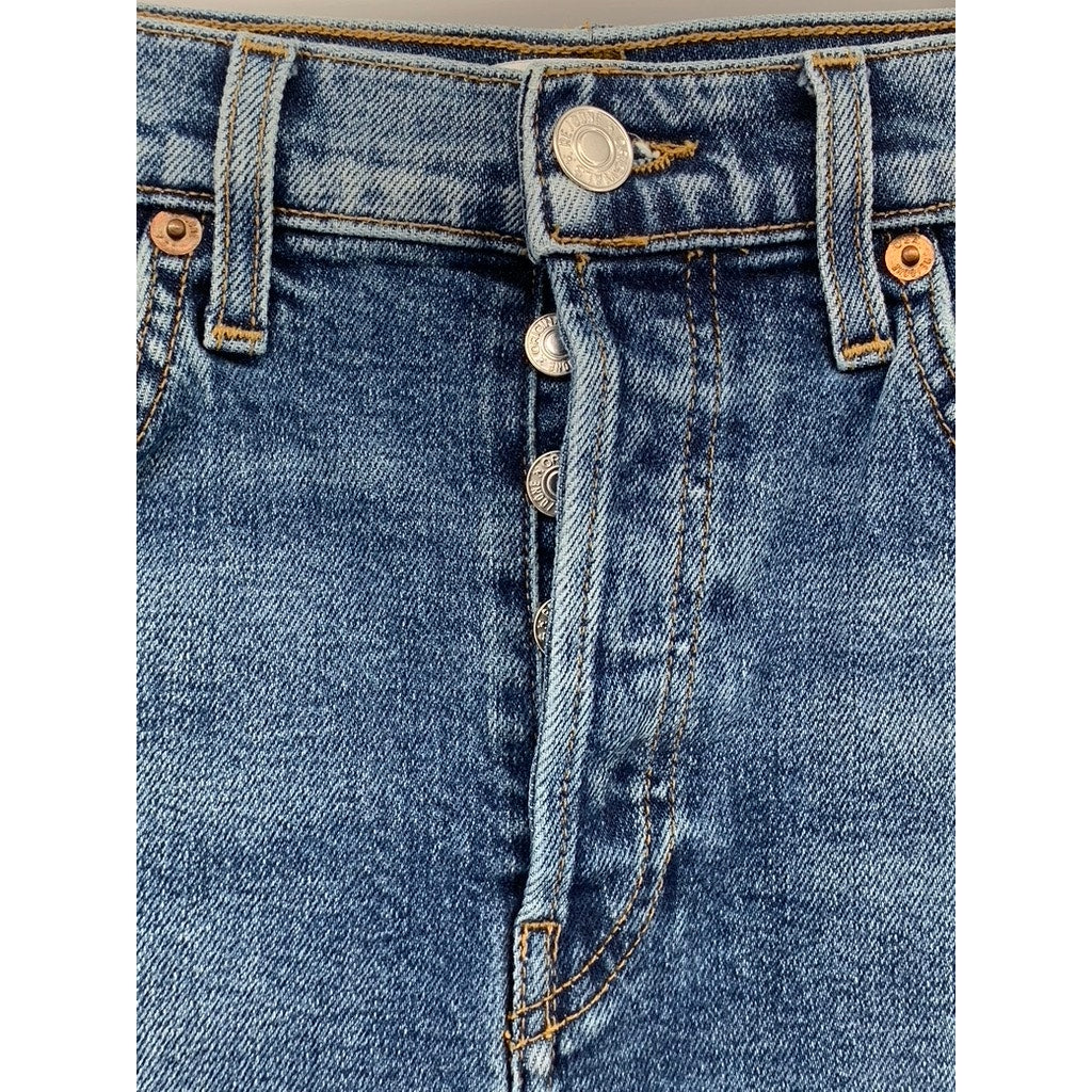 RE/DONE Women’s Blue Denim High Rise Button-Fly Cropped Stretch Jeans SZ 26