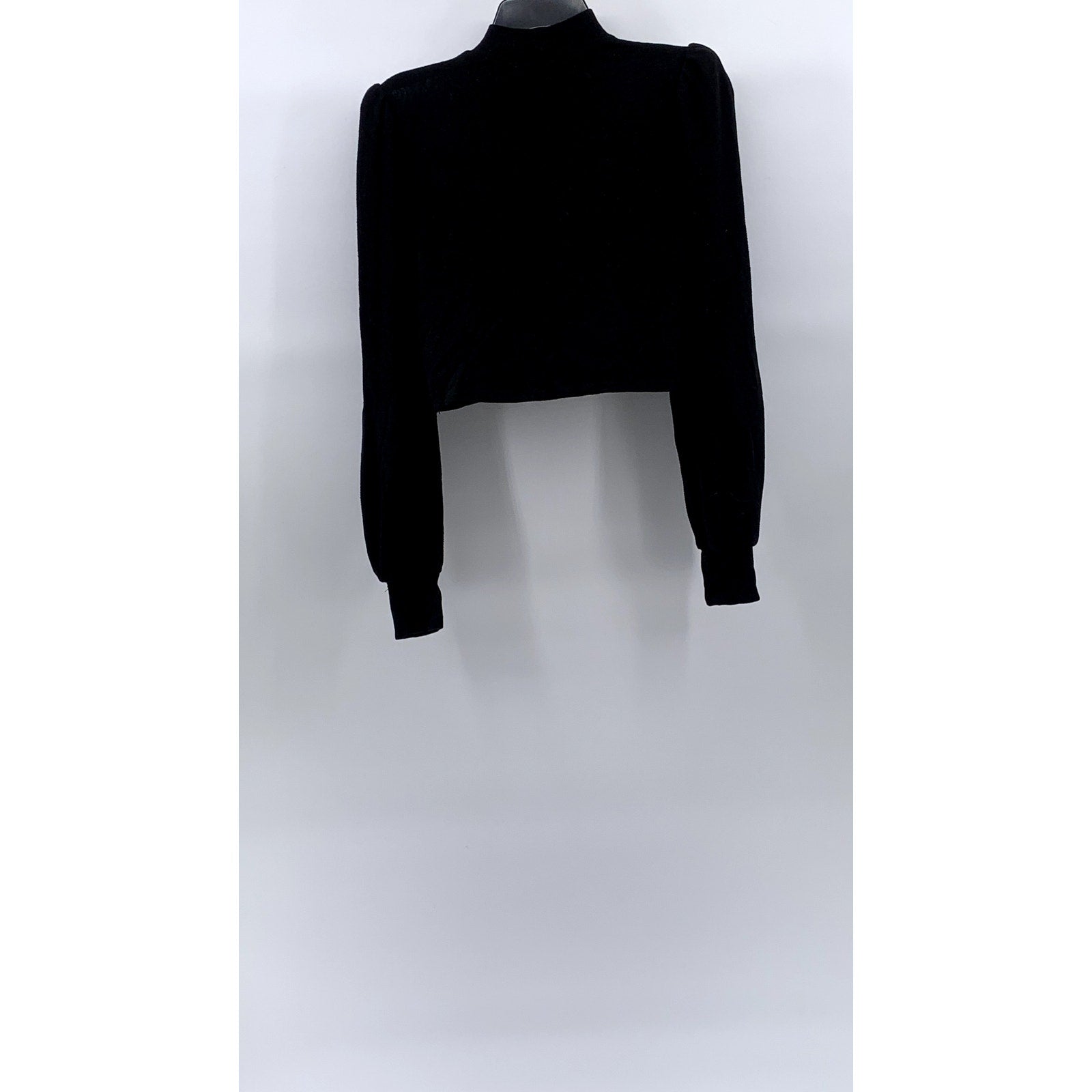 REFORMATION JEANS Women's Black Mock-Neck Long Puff Sleeve Cropped Sweater SZ XS