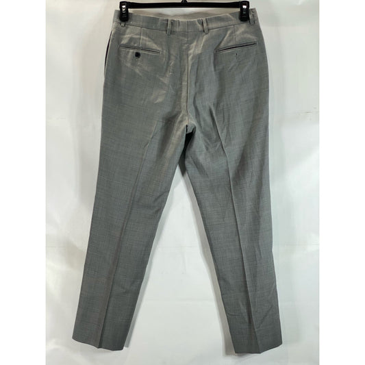 TOMMY HILFIGER Men's Light Grey Sharkskin Modern-Fit Flat Front Pants SZ 36X32