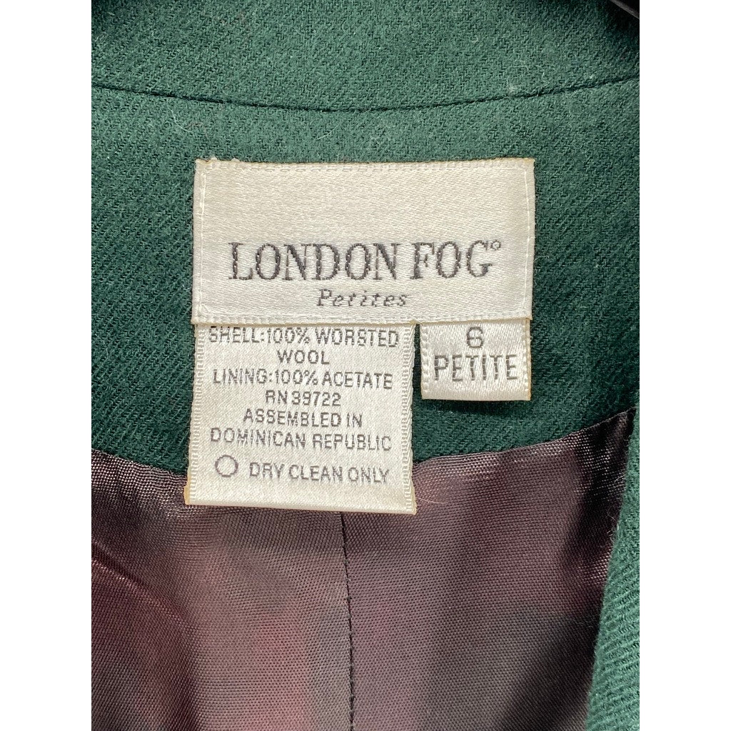 LONDON FOG Women's Petite Forest Green Single-Button Worsted Wool Blazer SZ 6P