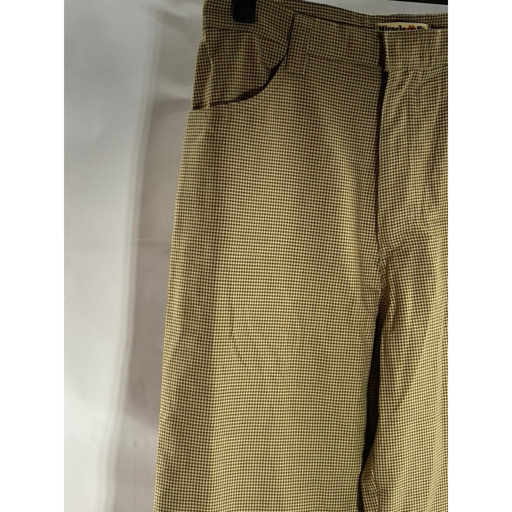 MIRACLE EYE Women's Brown Houndstooth Birkin High-Rise Four-Pocket Pant SZ M