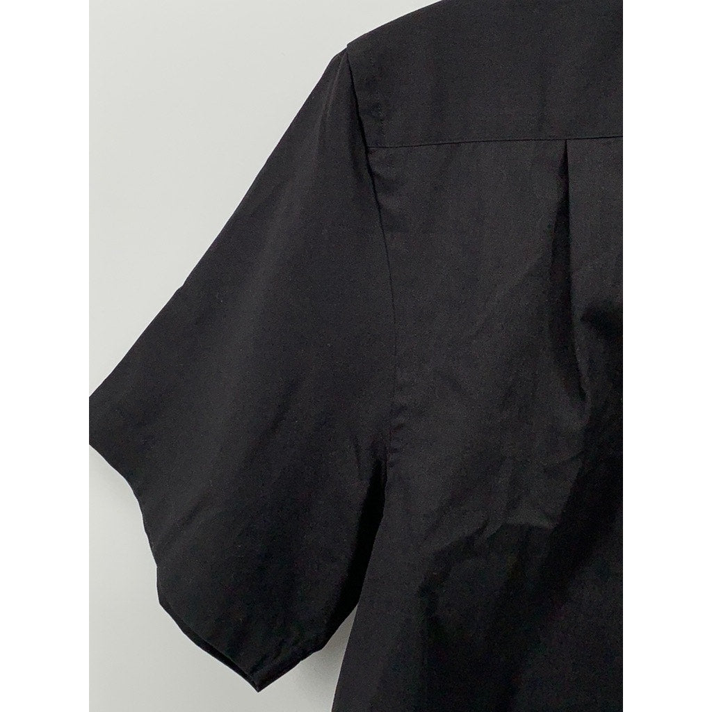 FASHION GALERIA Men's Black Short Sleeve Button-Up Regular-Fit Shirt SZ M