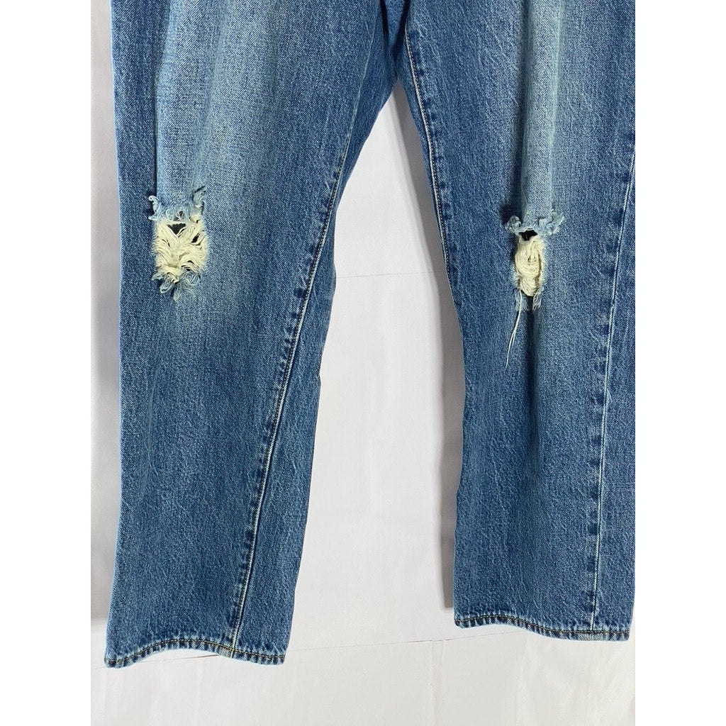 GAP Women's Blue Vintage High-Rise Destructed Denim Button-Fly Jean SZ 16/33