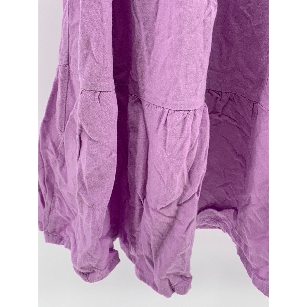 UNBRANDED Women's Lilac Tiered Pull-On Drawstring A-Line Midi Skirt SZ SM