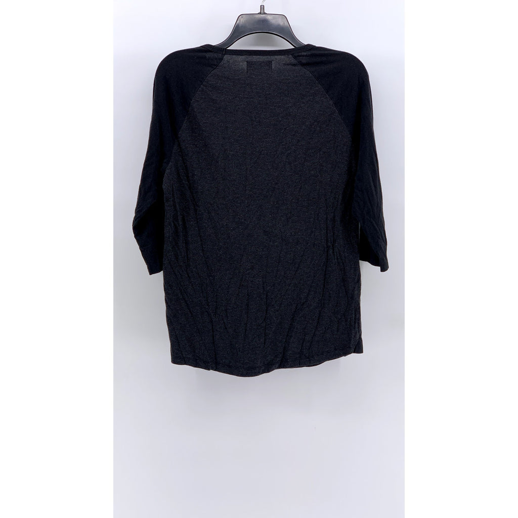 ROCK & REPUBLIC Men's Black Micro Stripe 3/4 Sleeve T-Shirt SZ S