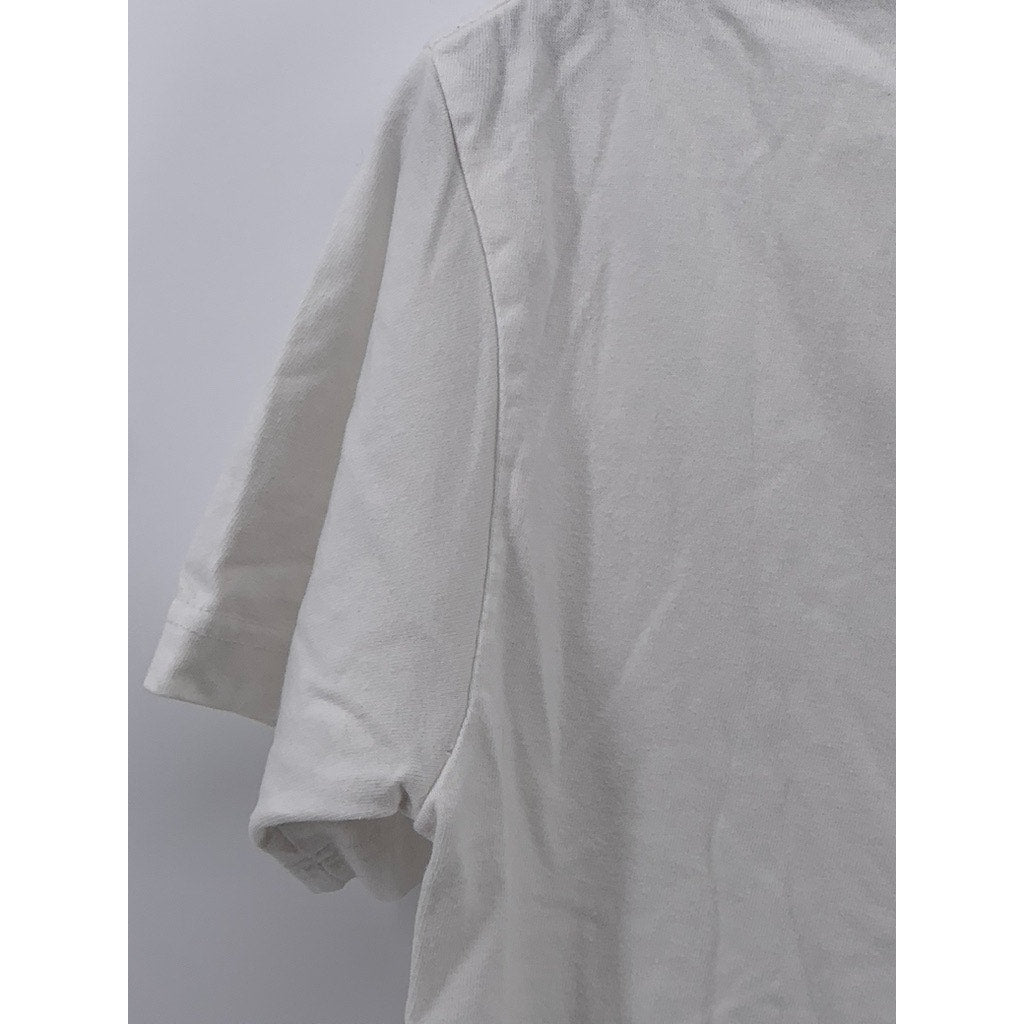 LIFE OVERSEAS Men's White Script Logo Crewneck Short Sleeve Casual T-Shirt SZ S