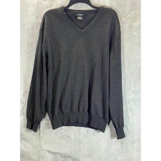 GIORGIOLINI Men's Charcoal Wool V-Neck Pullover Sweater SZ XL