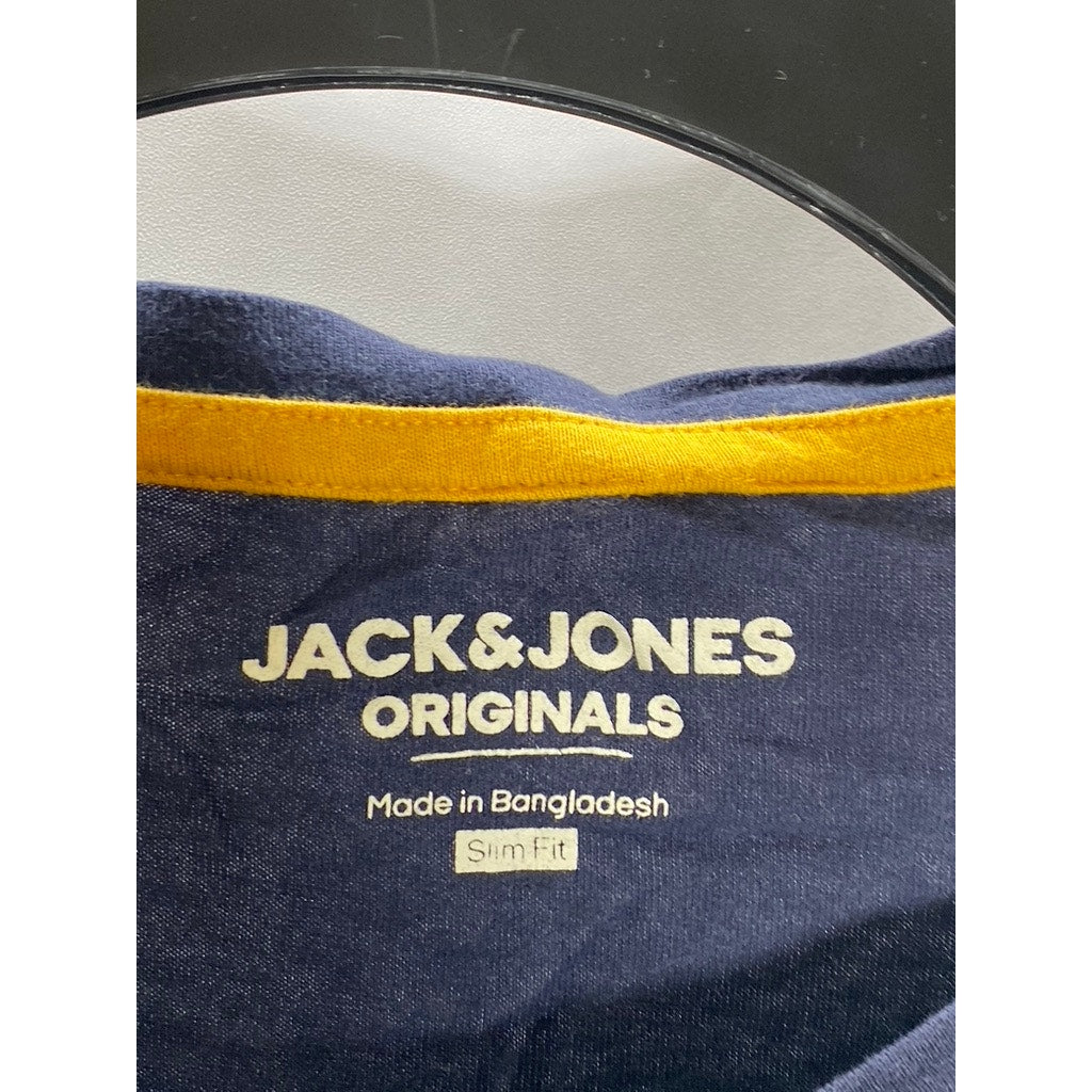 JACK & JONES Men's Navy Blazer Slim-Fit City Graphic Short Sleeve T-Shirt SZ L