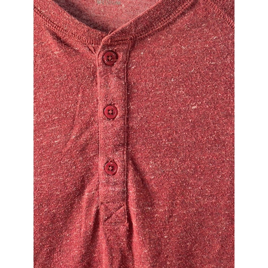 FIVE FOUR Men's Red Heather Long Sleeve Casual Henley Shirt SZ M