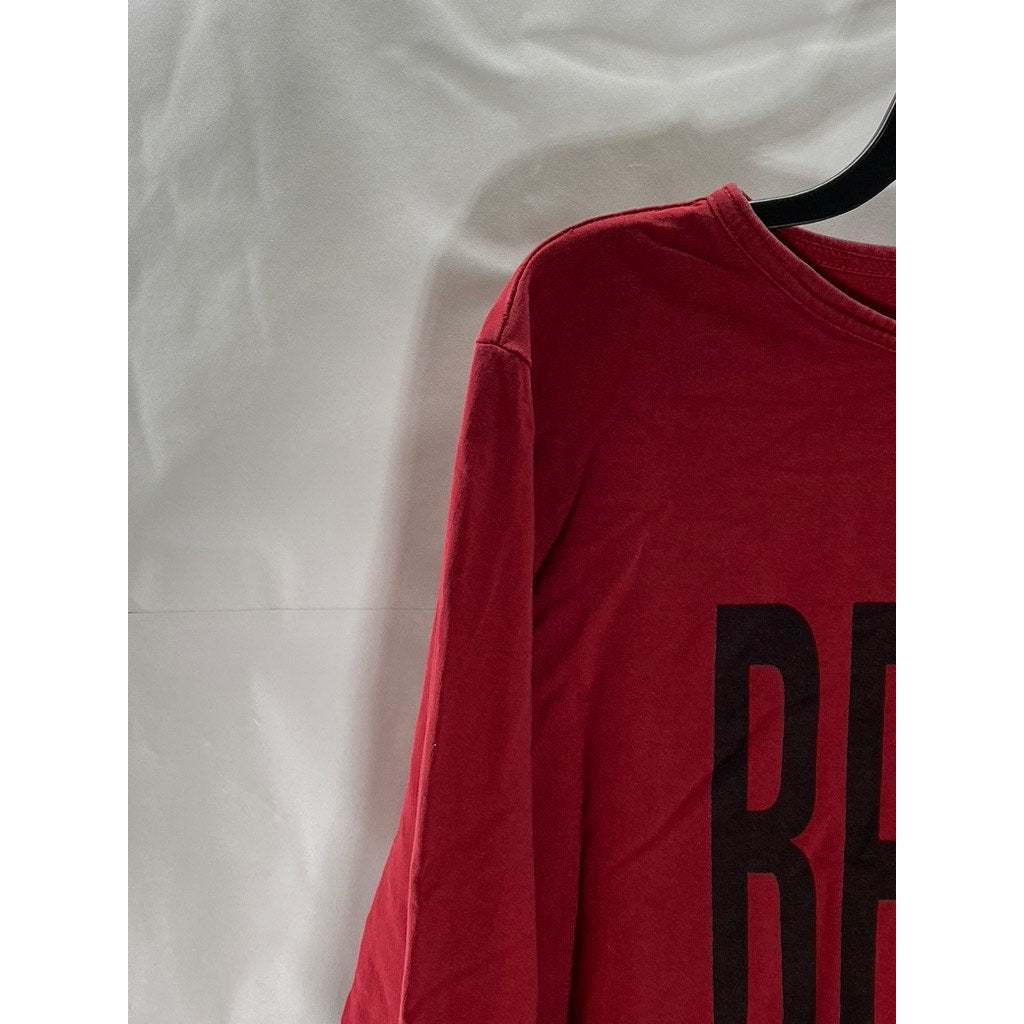 RIGO Men's Red/Black "Bronx" Logo Crewneck Casual Long Sleeve T-Shirt SZ L